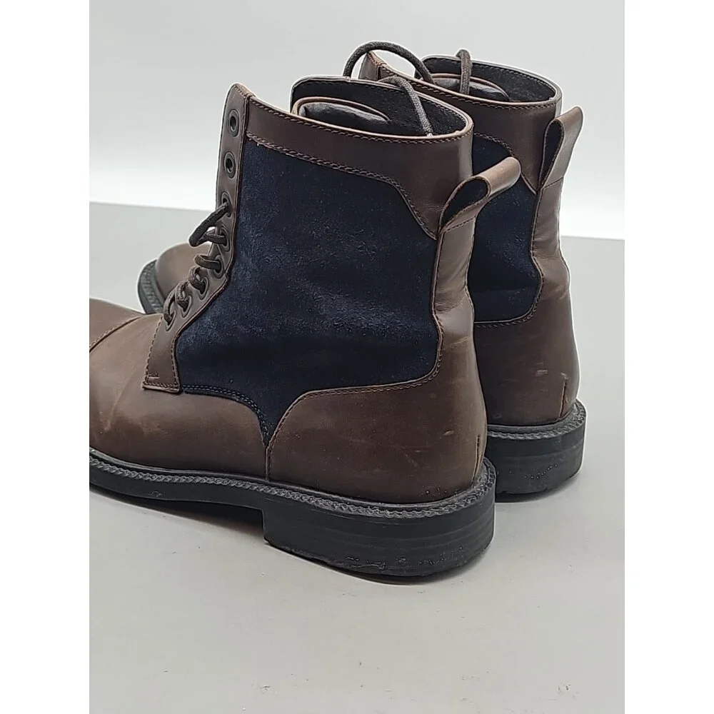 Kenneth Cole REACTION Mens Ankle Tie Suede  Boot Brown Bluec Leather Sz‎ US 7